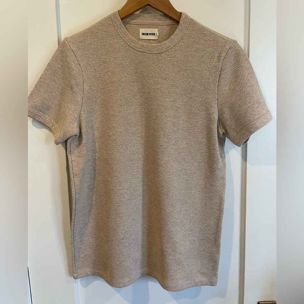 Taylor Stitch - The Heavy Bag Waffle Short Sleeve in Oat Heather - Small